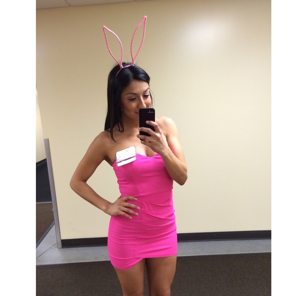 Hot pink tube top dress